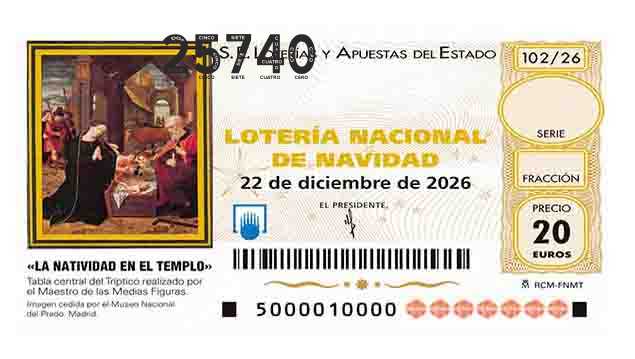 Décimo 25740 del sorteo 102-22/12/2026 Navidad