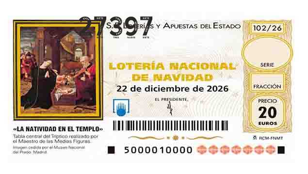 Décimo 27397 del sorteo 102-22/12/2026 Navidad