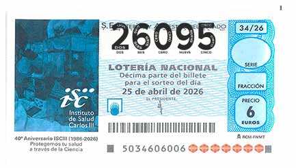 Décimo 26095 del sorteo 34-25/04/2026 Sábado