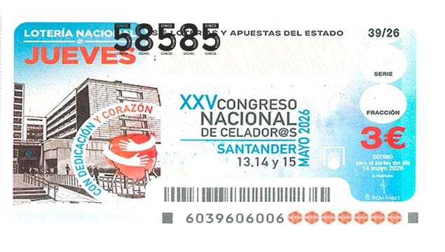 Décimo 58585 del sorteo 39-14/05/2026 Jueves