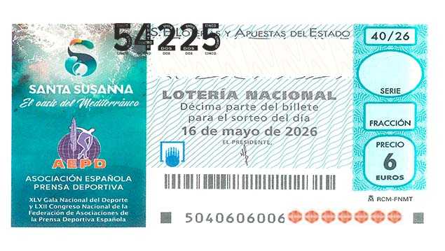 Décimo 54225 del sorteo 40-16/05/2026 Sábado