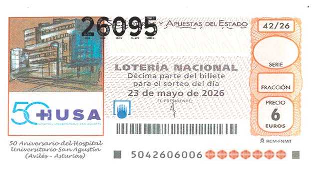 Décimo 26095 del sorteo 42-23/05/2026 Sábado