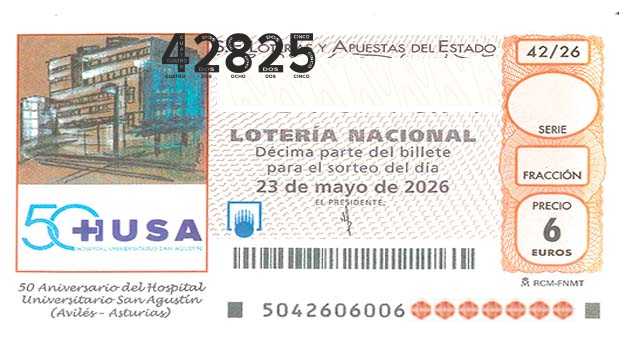 Décimo 42825 del sorteo 42-23/05/2026 Sábado