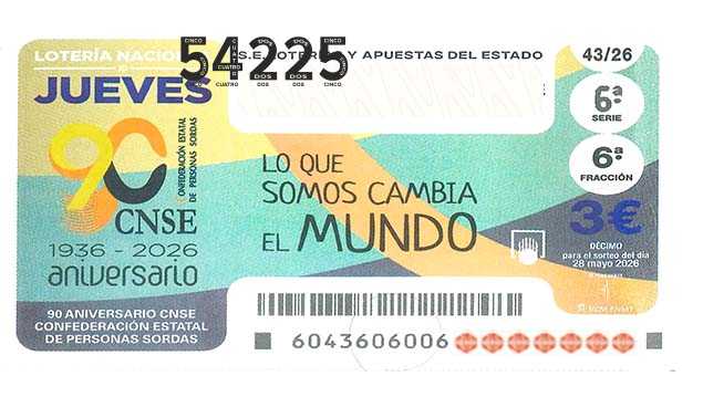 Décimo 54225 del sorteo 43-28/05/2026 Jueves