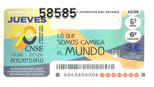 Décimo 58585 del sorteo 43-28/05/2026 Jueves
