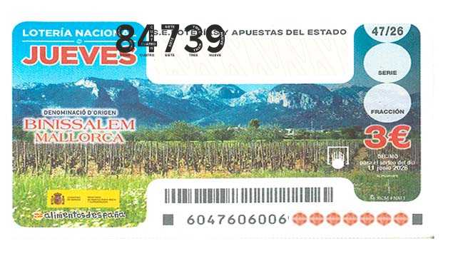 Décimo 84739 del sorteo 47-11/06/2026 Jueves