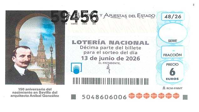 Décimo 59456 del sorteo 48-13/06/2026 Sábado
