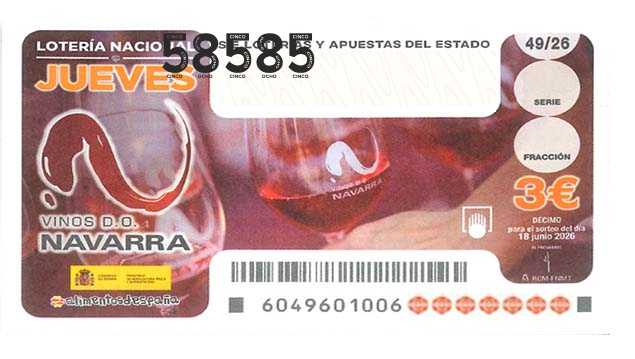 Décimo 58585 del sorteo 49-18/06/2026 Jueves