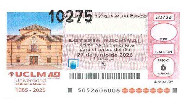 Décimo 10275 del sorteo 52-27/06/2026 Sábado