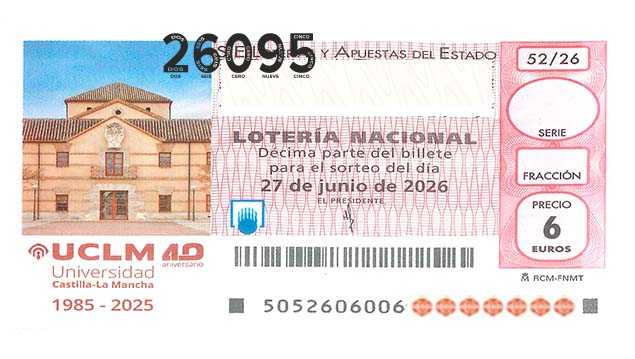 Décimo 26095 del sorteo 52-27/06/2026 Sábado