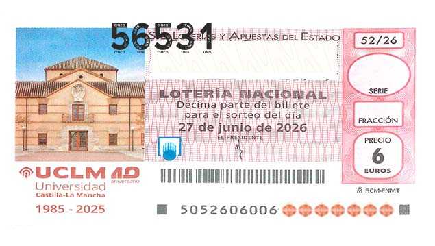 Décimo 56531 del sorteo 52-27/06/2026 Sábado