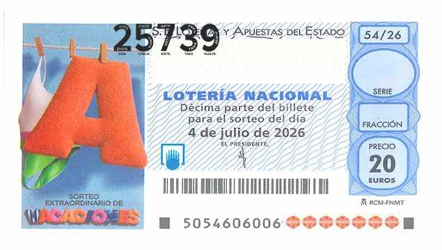 Décimo 25739 del sorteo 54-04/07/2026 Sábado