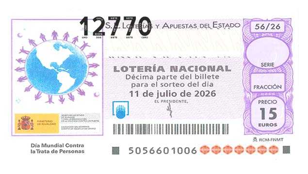 Décimo 12770 del sorteo 56-11/07/2026 Sábado