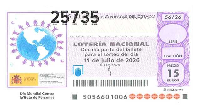 Décimo 25735 del sorteo 56-11/07/2026 Sábado