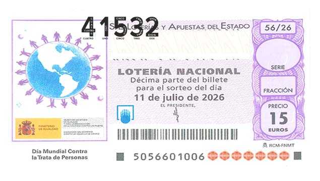 Décimo 41532 del sorteo 56-11/07/2026 Sábado