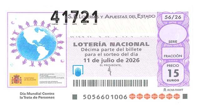 Décimo 41721 del sorteo 56-11/07/2026 Sábado