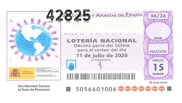 Décimo 42825 del sorteo 56-11/07/2026 Sábado