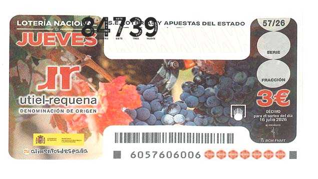 Décimo 84739 del sorteo 57-16/07/2026 Jueves