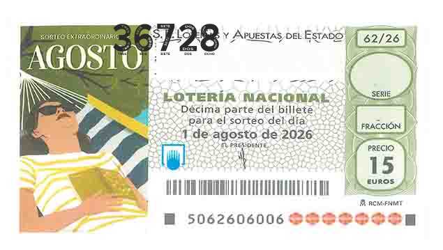 Décimo 36728 del sorteo 62-01/08/2026 Sábado