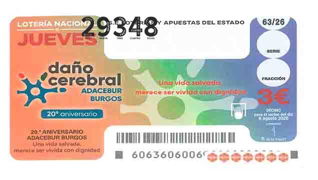 Décimo 29348 del sorteo 63-06/08/2026 Jueves