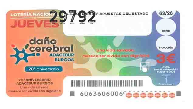 Décimo 29792 del sorteo 63-06/08/2026 Jueves
